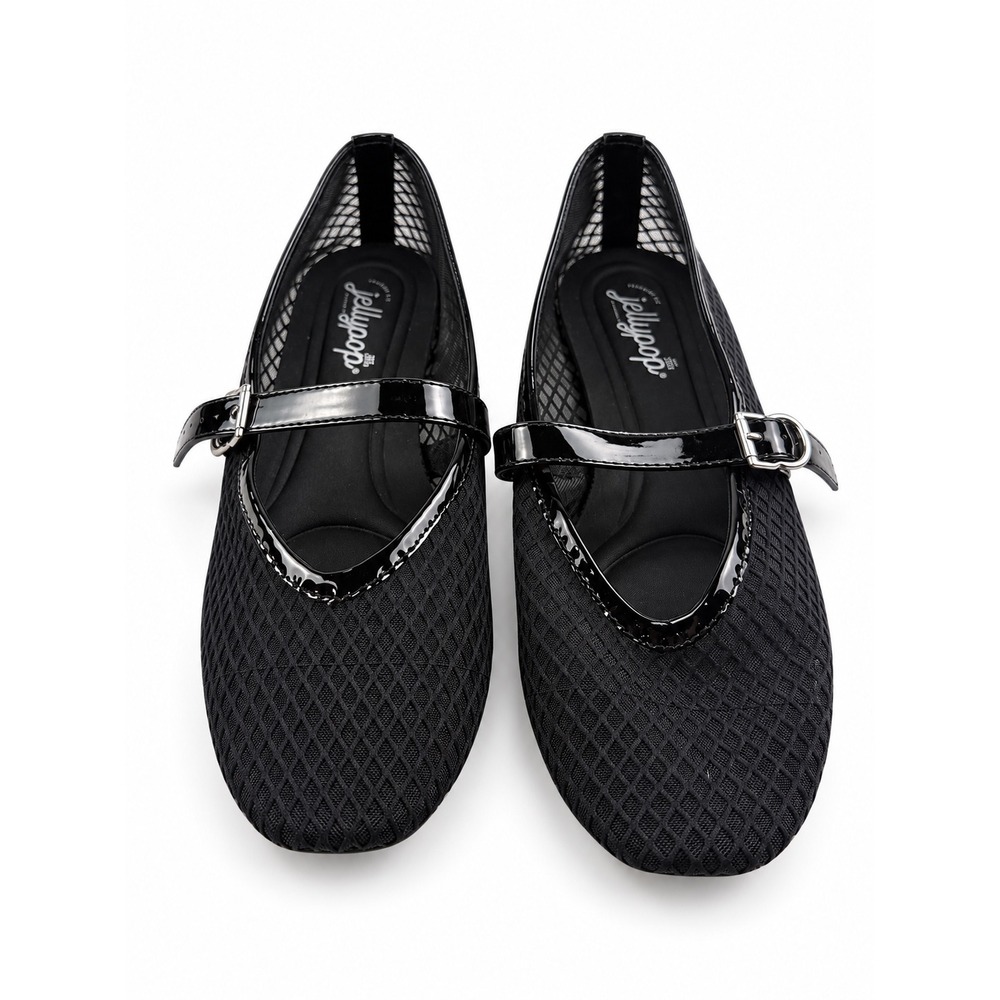 Jellypop Vintage Y2K Black Mesh Mary Jane Patent Flats Women's Size 9-9.5